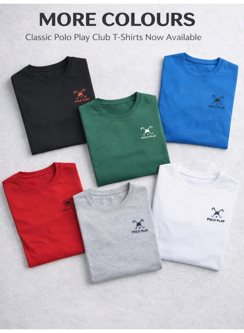 لعب البولو تيشيرت رجالي برسومات - أحمر