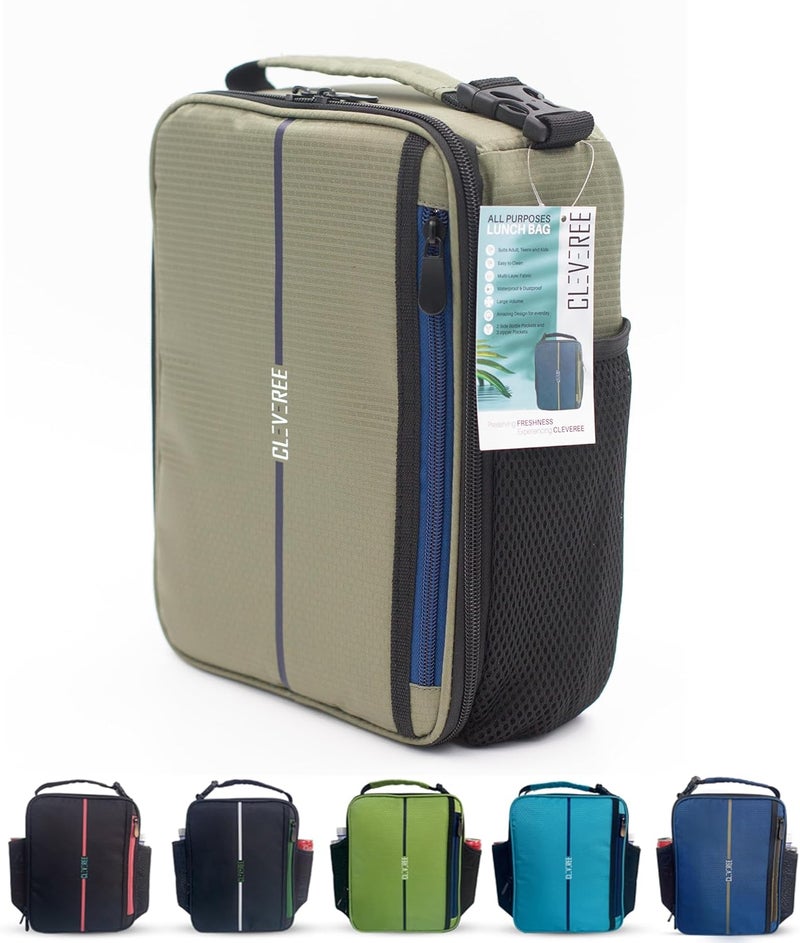 CLEVEREE Lunch Bag for adults teens children and kids for work and school (Hunter Grey) - Image 1