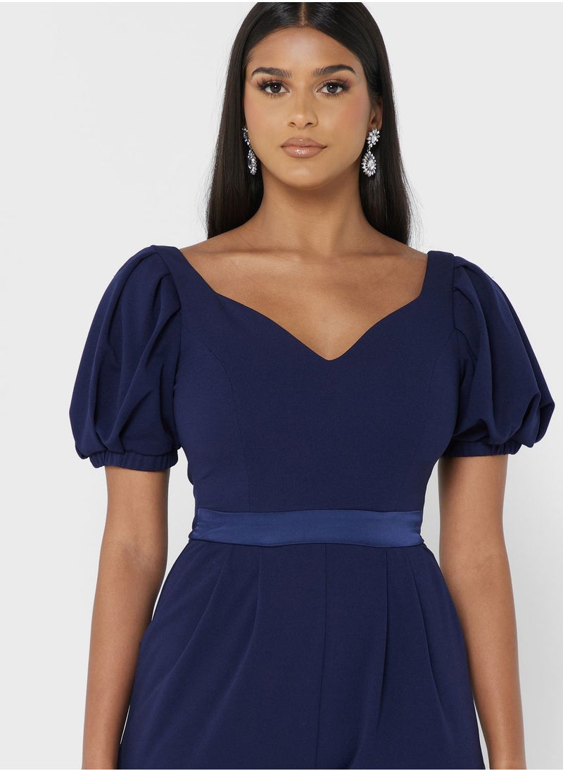 skirt and stiletto - Sweetheart Neck Pocket Detail Jumpsuit - Image 1