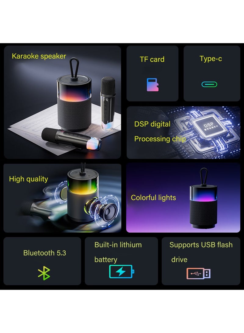 SAST - High Sound Quality Bluetooth Speaker with Microphone Portable Karaoke Speaker Kits with 2 Wireless Microphones with Noise Reduction/Colorful Light/Subwoofer/Long Battery Life for Vlog - Image 1