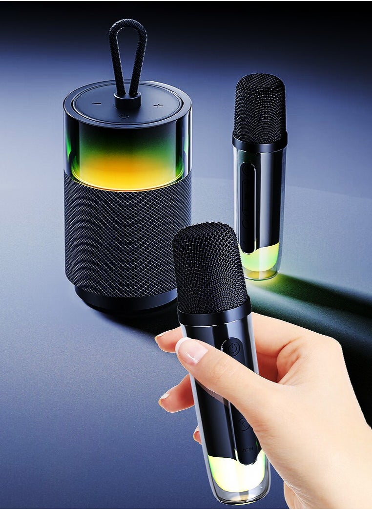 SAST - High Sound Quality Bluetooth Speaker with Microphone Portable Karaoke Speaker Kits with 2 Wireless Microphones with Noise Reduction/Colorful Light/Subwoofer/Long Battery Life for Vlog - Image 1
