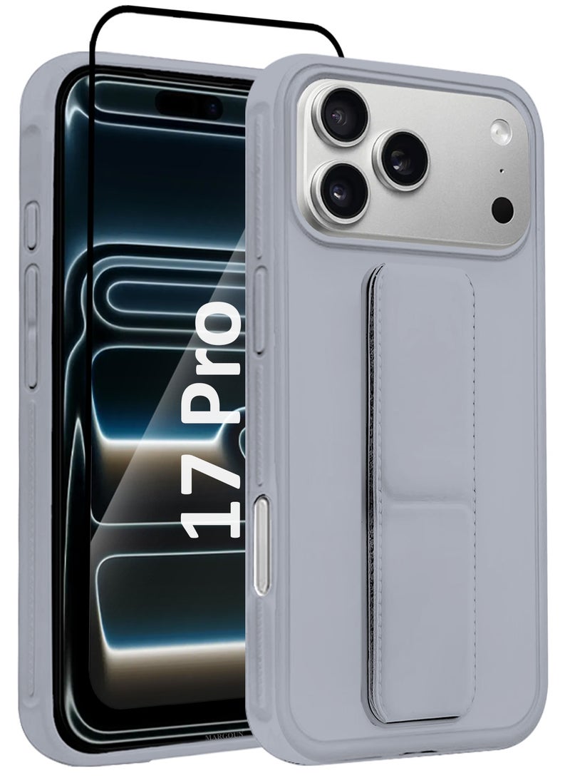 2 Packs Premium PU Leather Case for iPhone 17 Pro with Stand Function Shockproof and Anti Scratch Finger Grip with 3D Screen Protector - Image 2