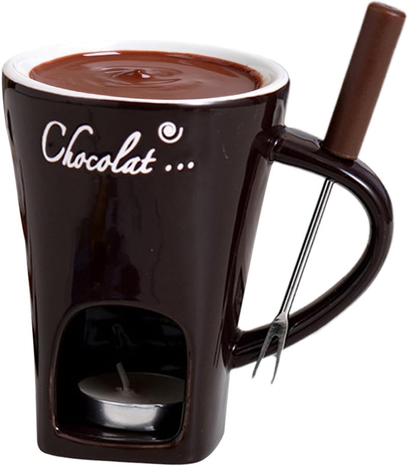 Chocolate Fondue Cup - Ceramic Butter Warmer - Personal Melt Fondue Mugs Set - for Seafood Appetizer Dessert Sauce Candy Bread Caramel Date Night Birthday Wedding Party - Image 3