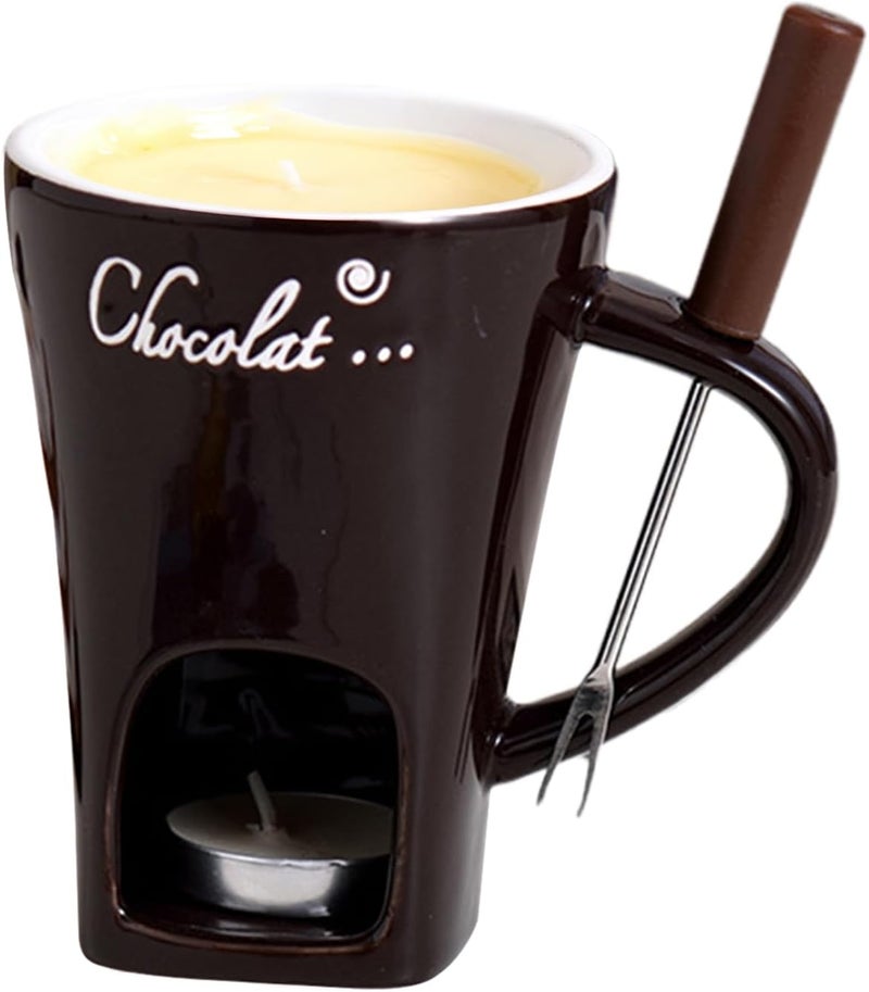 Chocolate Fondue Cup - Ceramic Butter Warmer - Personal Melt Fondue Mugs Set - for Seafood Appetizer Dessert Sauce Candy Bread Caramel Date Night Birthday Wedding Party - Image 4