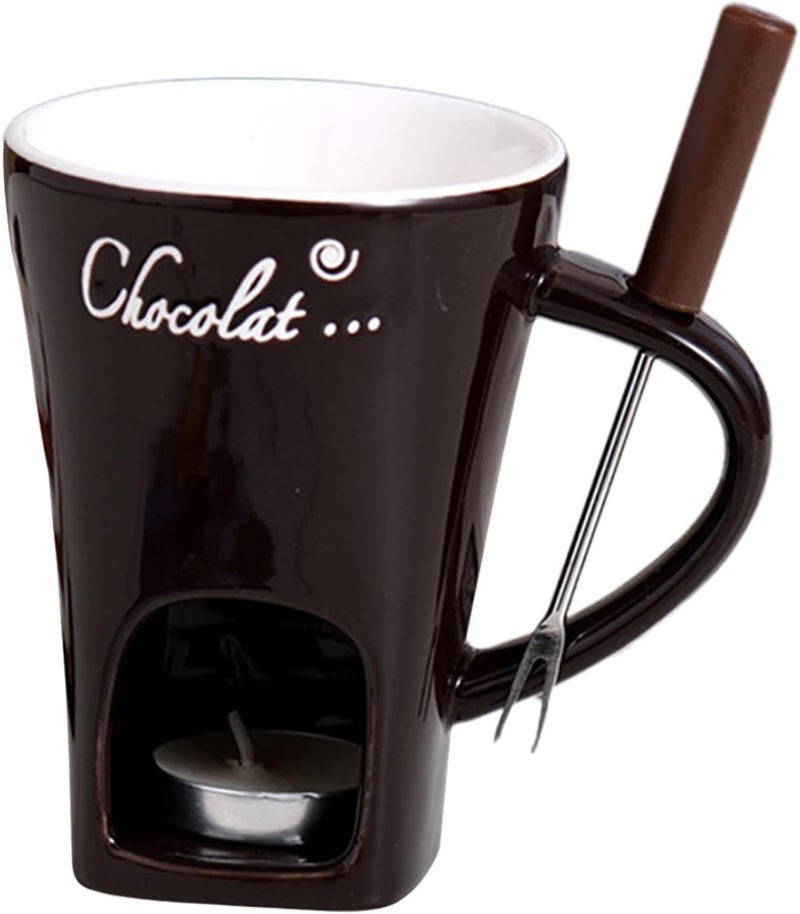 Chocolate Fondue Cup - Ceramic Butter Warmer - Personal Melt Fondue Mugs Set - for Seafood Appetizer Dessert Sauce Candy Bread Caramel Date Night Birthday Wedding Party - Image 5