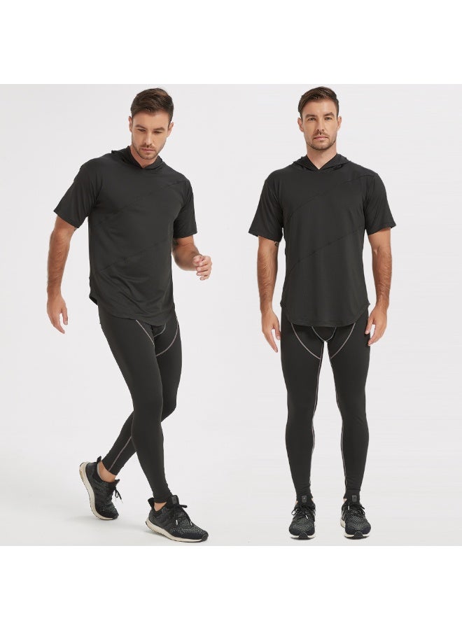 Men'S Fitness Clothes Men'S Summer Breathable Hooded T Shirt Quick Drying Basketball Running Vintage T Shirt Men'S Clothing - Image 2