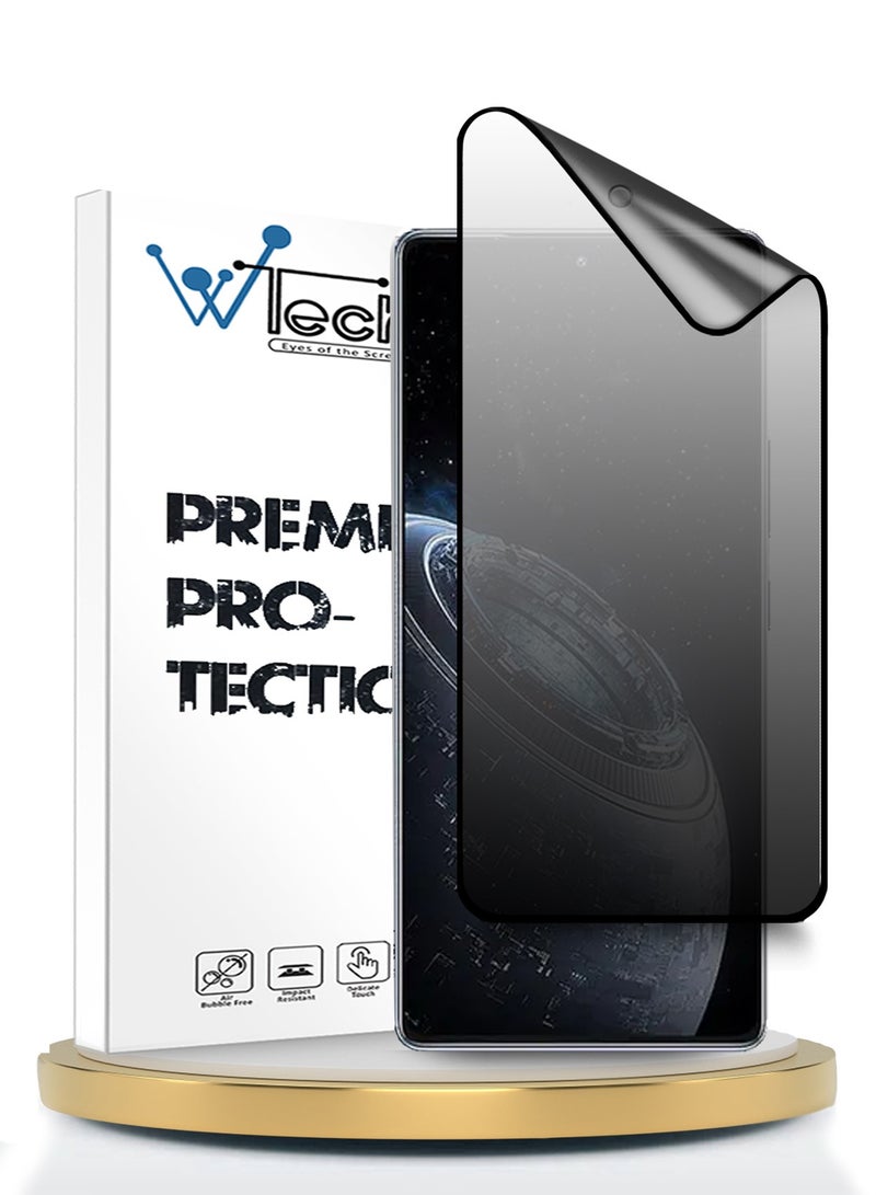 Wtech Infinix GT 20 Pro 5G 2024 Nano Ceramic Privacy Full Glue Full Cover Matte Flexible Screen Protector (MSCNMP) - Clear/Black - Image 1