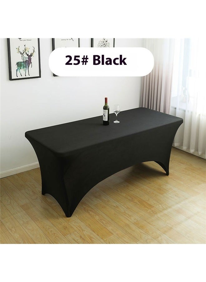 yongsheng Spandex Fabric Fitted Table Cloth Black 183*76*76CM，OutdoorLines Fitted Black Tablecloth for Rectangle Table - Elastic Spandex Massage Bed Stretch Wrinkle Free Table Covers for Party, Wedding, Birthday, Banquet  - Image 2