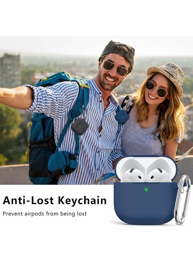 واي جيه غطاء علبة الحماية من السيليكون الناعم لأدوات التهوية 4 مع طقم منظف وسلسلة مفاتيح (أزرق) - Image 5