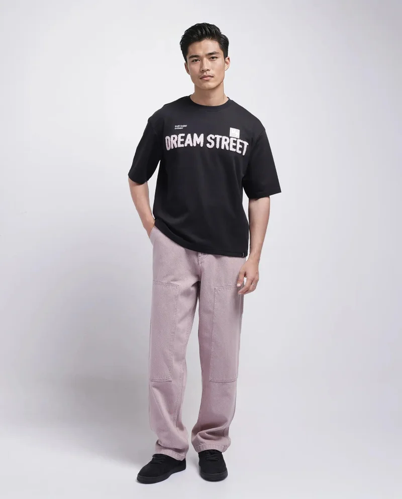رير رابِت Men's Oversized Graphic Print T-Shirt