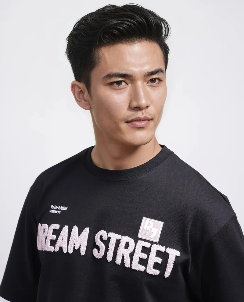 رير رابِت Men's Oversized Graphic Print T-Shirt
