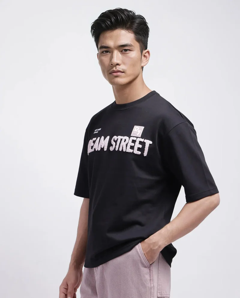 رير رابِت Men's Oversized Graphic Print T-Shirt