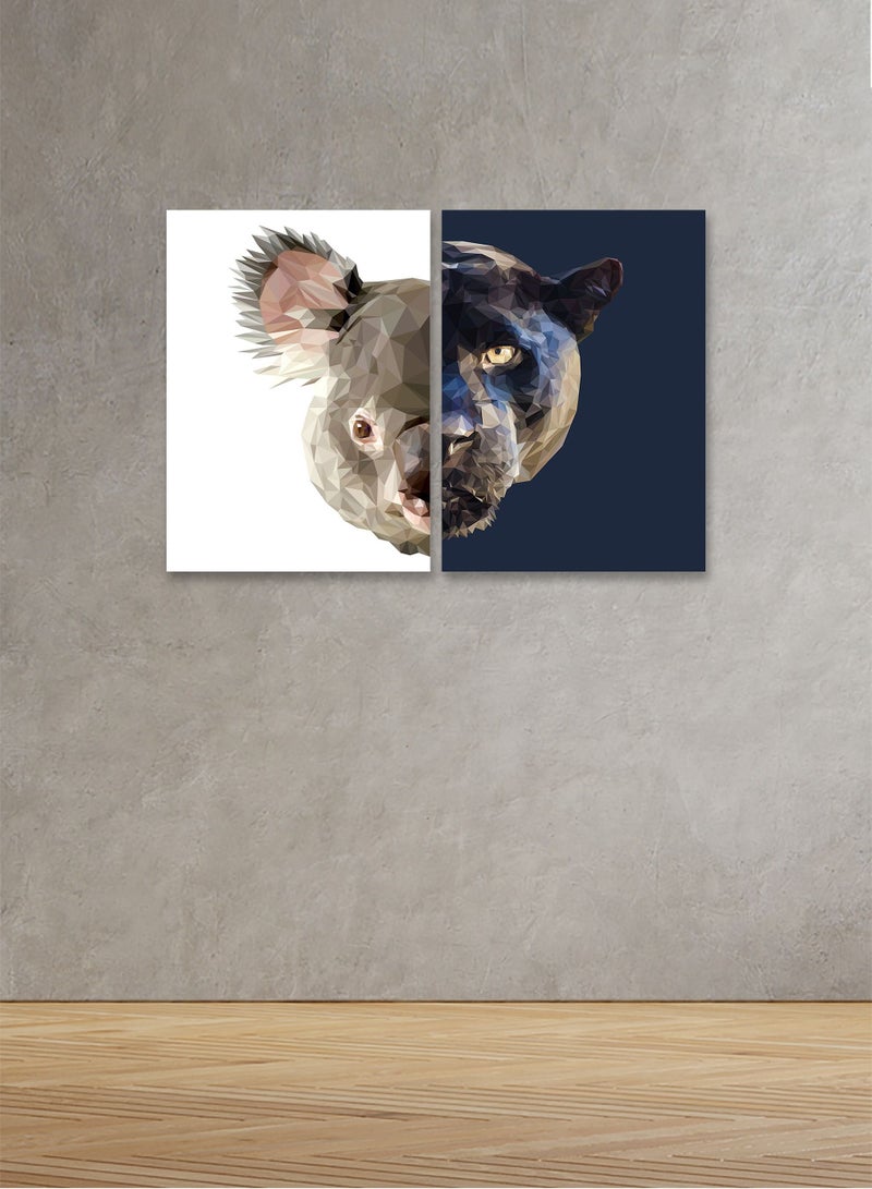 Marktna Decorative Wall Art Painting with  Animals Design, 2 pieces, Size 80x60 cm - Image 1