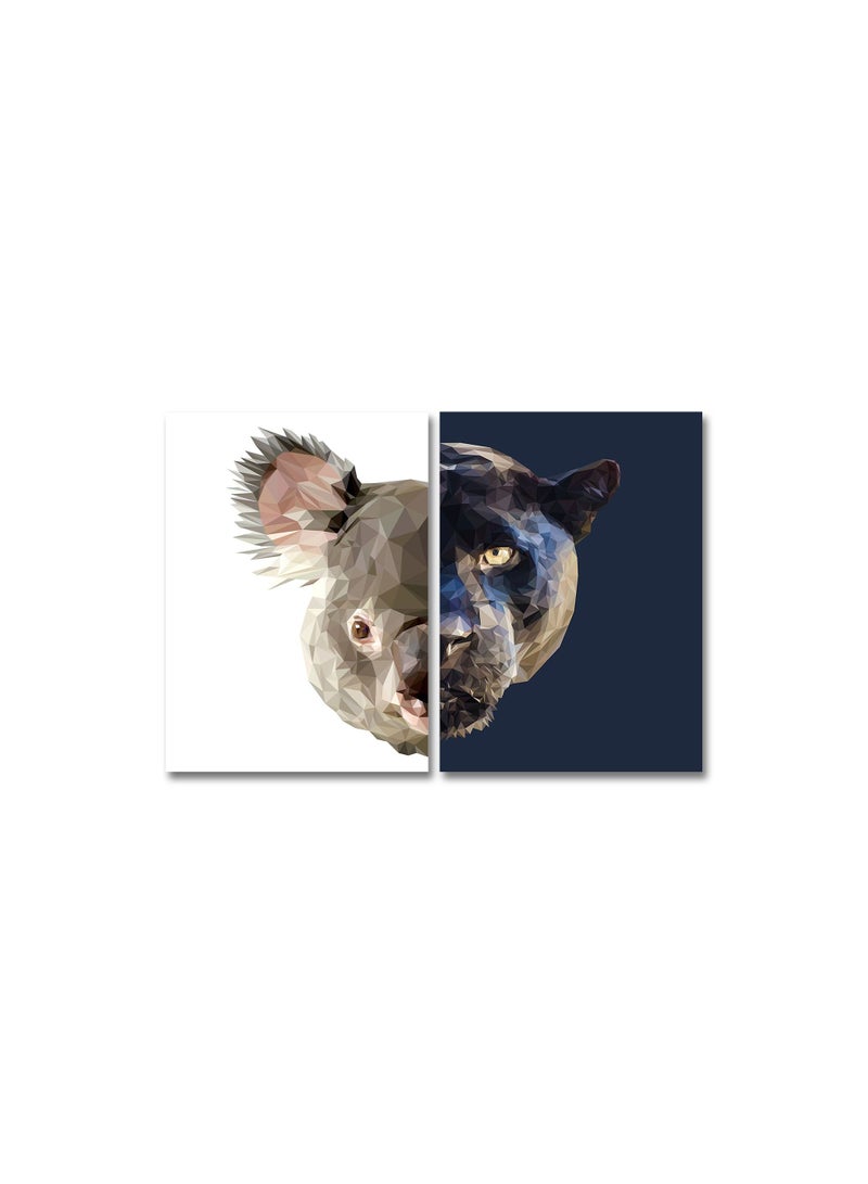 Marktna Decorative Wall Art Painting with  Animals Design, 2 pieces, Size 80x60 cm - Image 2