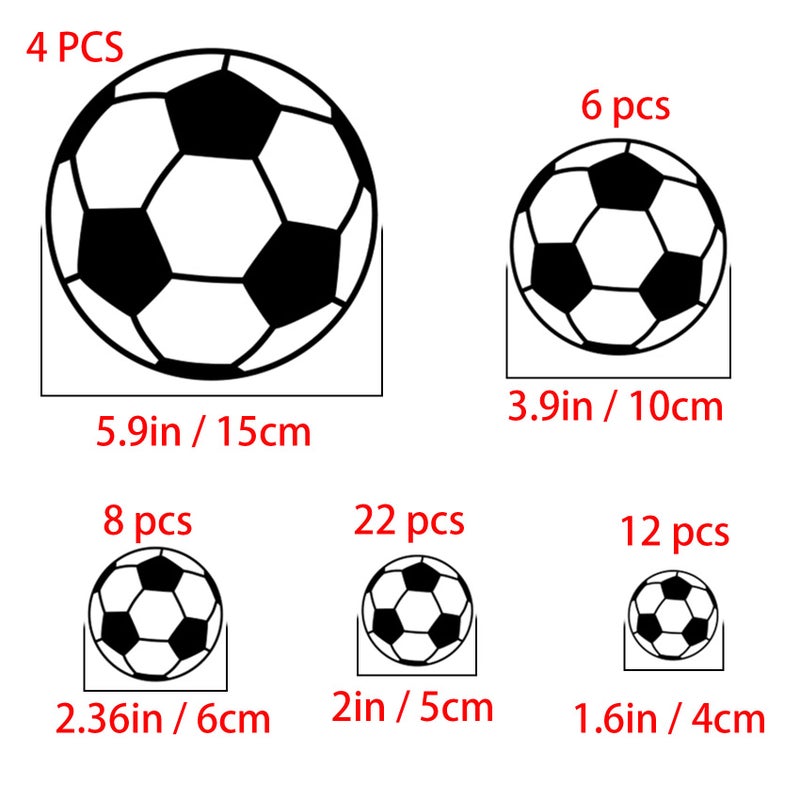 hanlongyu 52 Pcs Soccer Stickers  Easy to Peel and Stick Soccer Balls Wall Stickers  Wall Art DIY Football Decor Decals for Kids Room  Boys Teen Girl Bedroom Playroom Living Room Window Door Decoration - Image 2