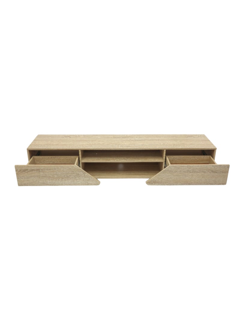 KARNAK - Karnak Modern TV Cabinet, Entertainment Stand, Media Console with a Natural Wood Finish & Storage Doors for Living Room or Media Room Color (Teak) 180Cm - Image 1
