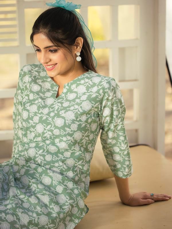 Tee Projekt Cotton Ethnic Wear Co Ord Set for Women | Co Ord Set for Women Stylish Light Green - Image 5
