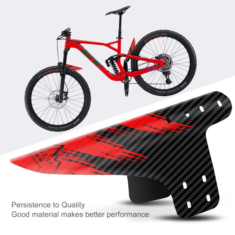 NICEDACK Bike Fender, Adjustable MTB Mud Guard, Front and Rear Compatible Mudguards for 26", 27.5", 29" Bikes and All Disc Brake Bicycle (Red) - Image 5