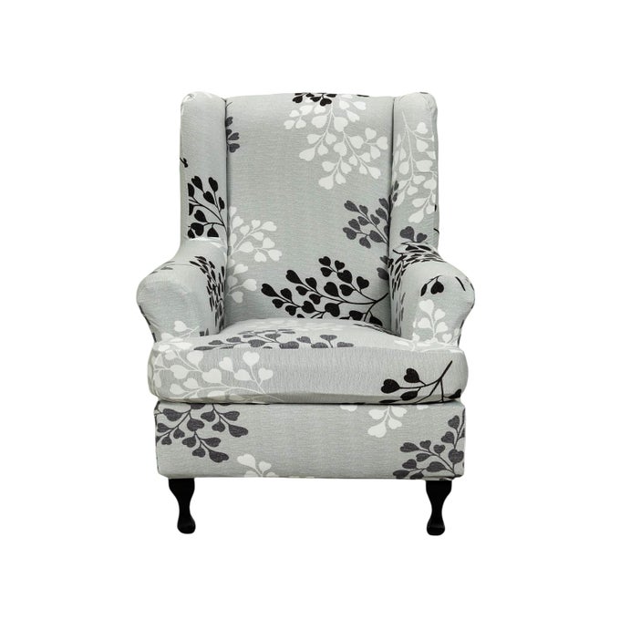 Stretch Wingback Chair Cover 2Piece Printed Wing Chair Slipcover Sofa Slipcover Spandex Floral Armchair Slipcovers Furniture Protector with Elastic Bottom for Living Room 29