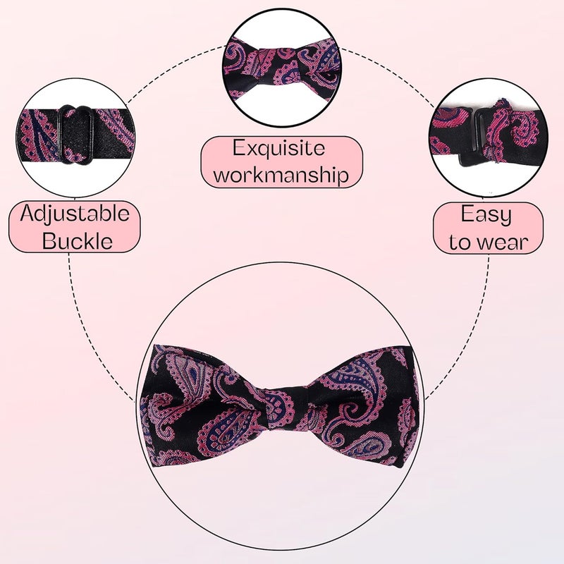 Riyasat- Men's Paisley Design Bow Tie and Pocket Square with Cufflinks Set - Image 3