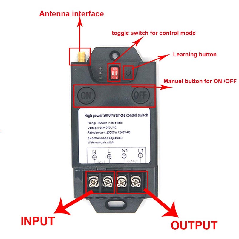 JIANGBAO 2000 Meters Long Distance Wireless Remote Control Switch high Power Water Pump Motor Lighting Industrial Wireless Remote Control Switch AC 110V 220V Relay Switch Transmitter High Range 6600ft - Image 4