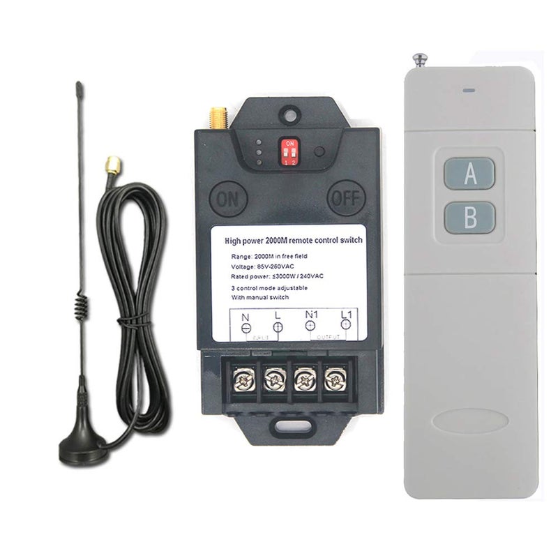 JIANGBAO 2000 Meters Long Distance Wireless Remote Control Switch high Power Water Pump Motor Lighting Industrial Wireless Remote Control Switch AC 110V 220V Relay Switch Transmitter High Range 6600ft - Image 1