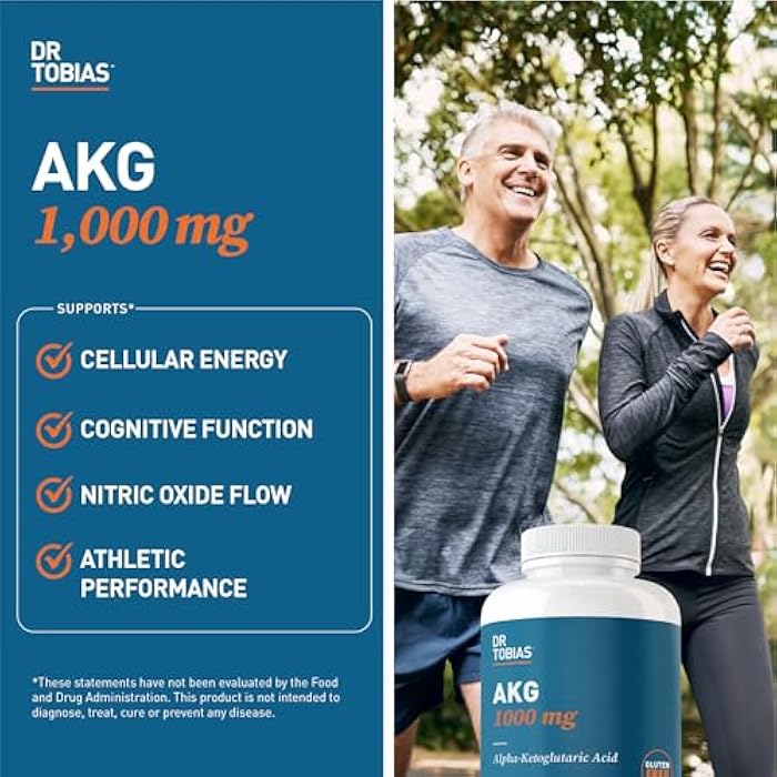 Dr. Tobias AKG Supplement 1000mg Per Serving, Bioavailable Alpha Ketoglutaric Acid, Supports Cellular Energy & Nitric Oxide Flow, Vegan, Gluten-Free, Non-GMO, 180 Capsules, 90 Servings - Image 3