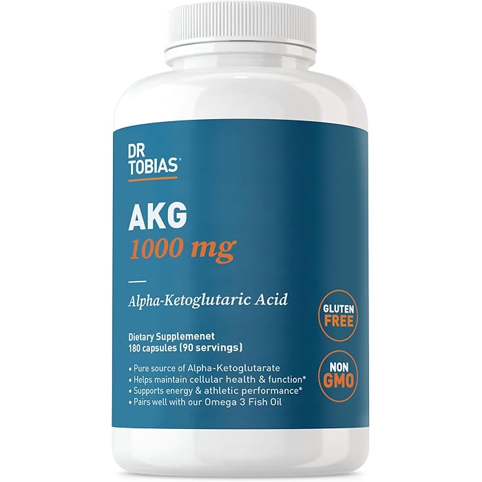 Dr. Tobias AKG Supplement 1000mg Per Serving, Bioavailable Alpha Ketoglutaric Acid, Supports Cellular Energy & Nitric Oxide Flow, Vegan, Gluten-Free, Non-GMO, 180 Capsules, 90 Servings - Image 1