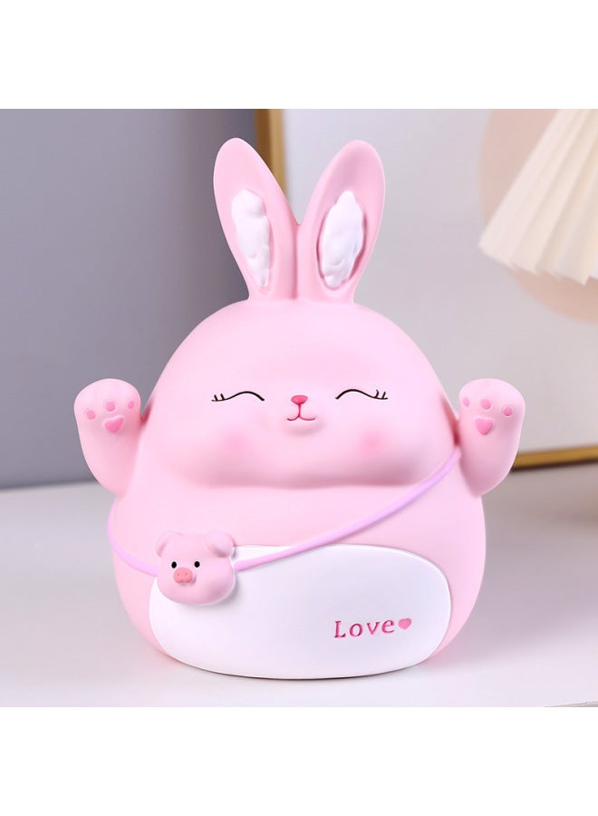 Rabbit Year Piggy Bank Children's Toy Piggy Bank Men's And Women's Gift Coin Box Piggy Bank Worker Vinyl Craft-Color:Dull Cat Pink Large  - Image 5