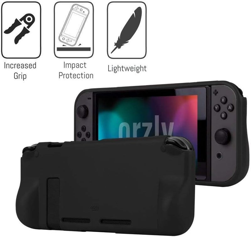 Orzly Nintendo Switch Accessory, Ultimate Pack for Nintendo Switch [Pack Includes: Tempered Glass Screen Protectors, Type C Cable, Case (Hard Case), Comfort Grip Case etc...] – Black - Image 5