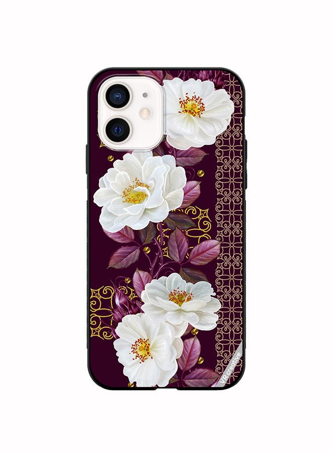 VR CREATIVE Protective Case Cover For Apple iPhone 12 Vertical Floral Border Pattern Design Multicolour - Image 1