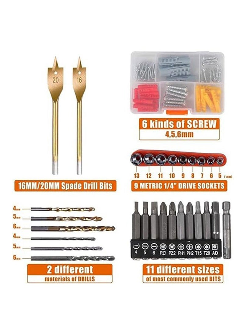 EzzySo 129 Piece Power Tools Kit with 48V Cordless Drill, Professional Household Home Tool Kit Set with DIY Hand Tool Kits for Garden Office House Repair Maintain  - Image 5