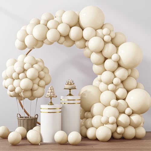 RUBFAC 129pcs Ivory white Balloons Different Sizes 18 12 10 5 Inch Latex Balloon Garland Arch for Party Decoration Birthday Gender Reveal Wedding Anniversary Baby Shower Party Supplies - Image 1