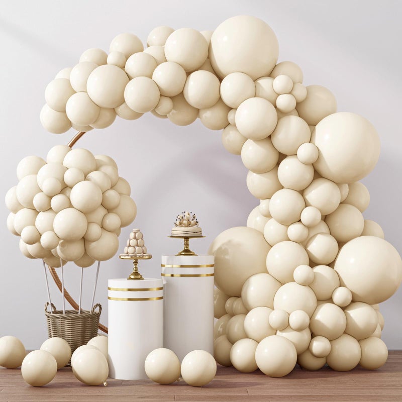 RUBFAC 129pcs Ivory white Balloons Different Sizes 18 12 10 5 Inch Latex Balloon Garland Arch for Party Decoration Birthday Gender Reveal Wedding Anniversary Baby Shower Party Supplies - Image 2