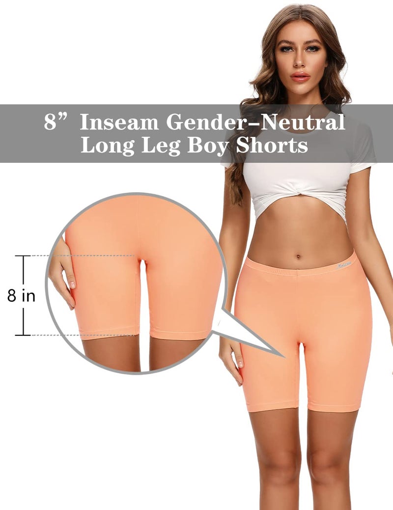 Molasus Womens Boxer briefs Cotton Boy Shorts Underwear Anti Chafing Bike Short Long Leg Under Shorts Multicolor 4 Pack X-Large - Image 3