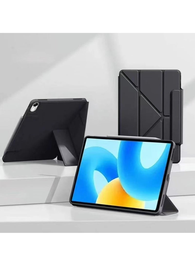 عام غطاء متوافق مع iPad Air 6/7 - حامل قابل للطي على شكل Y، غطاء بملمس جلدي واقٍ من الصدمات، واقٍ للوحي اللوحي مقاوم للخدوش بكافة الحواف