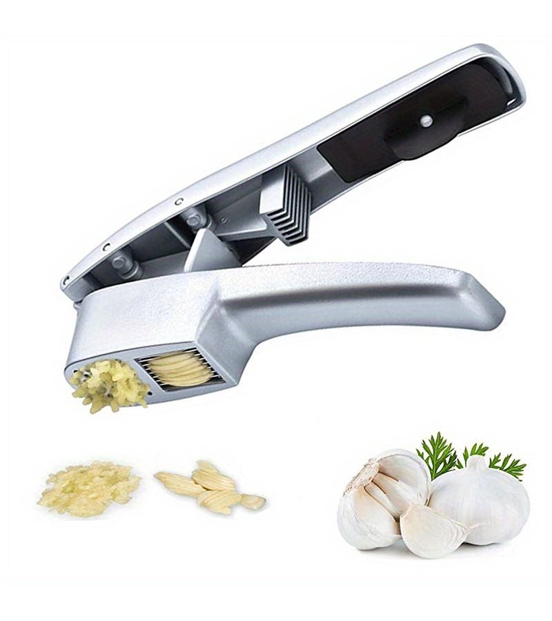 Light Grey Garlic Press Multifunctional Zinc Alloy Garlic Chopper Slicer Mincer Crusher Kitchen Tool Ginger Squeezer - Image 1