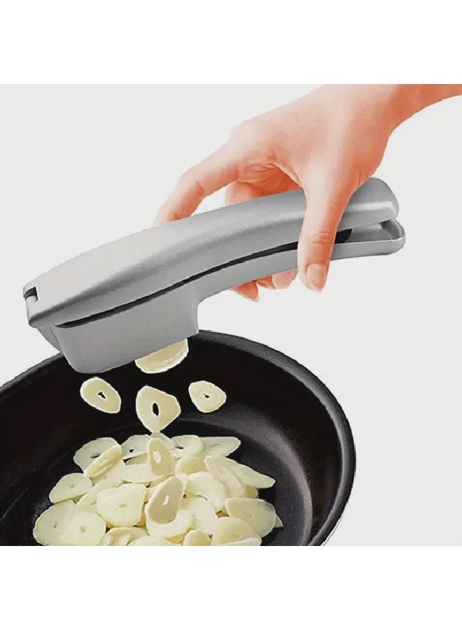 Light Grey Garlic Press Multifunctional Zinc Alloy Garlic Chopper Slicer Mincer Crusher Kitchen Tool Ginger Squeezer - Image 2