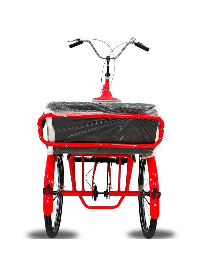Adult Tricycle 24 Inch  Red Comfort Cruiser  Sturdy Steel Frame Adjustable Padded Seat  Chrome Handlebars Single Speed Ideal for Recreation & Daily Transportation - Image 2