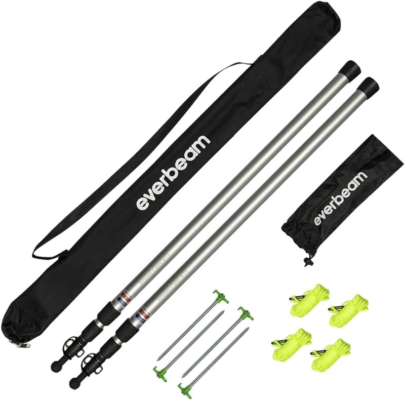 Everbeam Adjustable Tarp Poles - Extend to 92" - Portable & Lightweight, Ideal for Awning, Tent Fly - Includes Guy Lines, Stakes, Carry Bag - Image 1