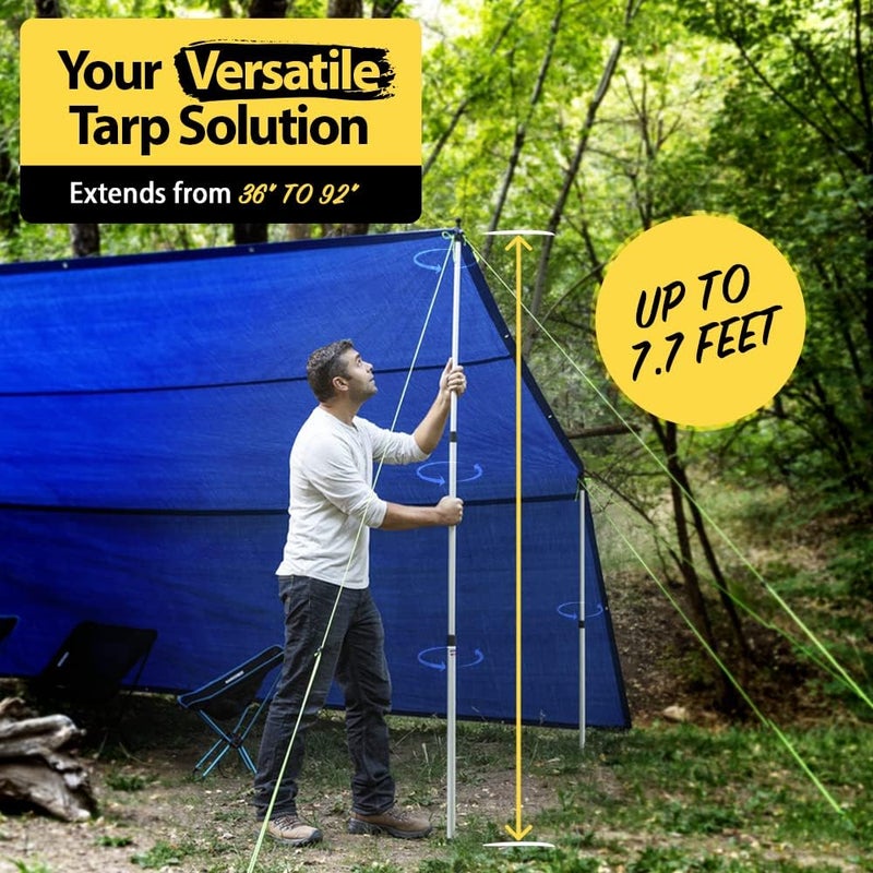 Everbeam Adjustable Tarp Poles - Extend to 92" - Portable & Lightweight, Ideal for Awning, Tent Fly - Includes Guy Lines, Stakes, Carry Bag - Image 2