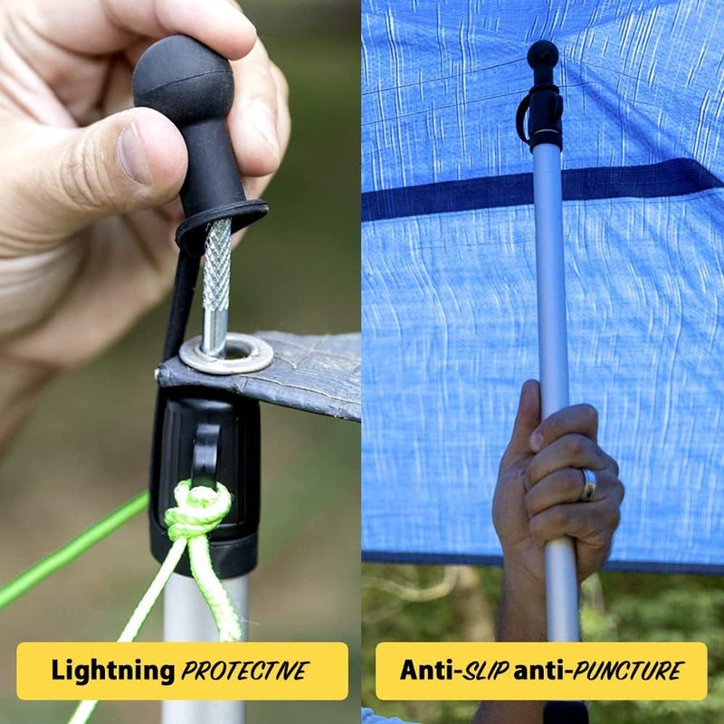 Everbeam Adjustable Tarp Poles - Extend to 92" - Portable & Lightweight, Ideal for Awning, Tent Fly - Includes Guy Lines, Stakes, Carry Bag - Image 5