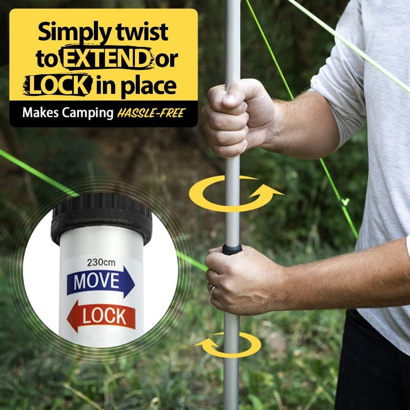 Everbeam Adjustable Tarp Poles - Extend to 92" - Portable & Lightweight, Ideal for Awning, Tent Fly - Includes Guy Lines, Stakes, Carry Bag - Image 4