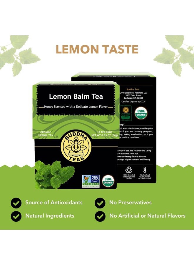 BUDDHA TEAS بلسم الليمون العضوي - حلال OU، عضوي من وزارة الزراعة الأمريكية، عضوي CCOF، 18 كيس شاي خالي من التبييض - Image 2