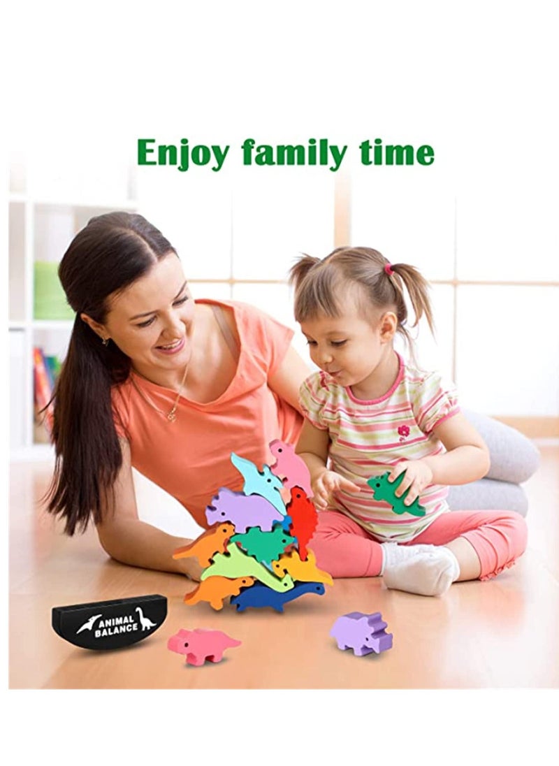 Dinosaur Stacking Toys Balance Wooden Blocks for Kids Boys Fun Toys Educational Game for Kids Fine Motor Skills and Concentration Traning Pre-Schoolers Learning Fine Motor Skills Good Gift  - Image 5