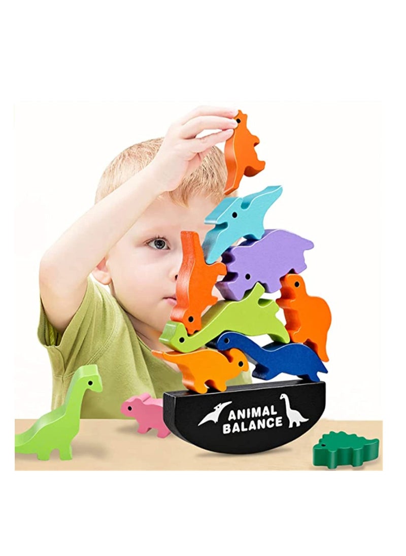 Dinosaur Stacking Toys Balance Wooden Blocks for Kids Boys Fun Toys Educational Game for Kids Fine Motor Skills and Concentration Traning Pre-Schoolers Learning Fine Motor Skills Good Gift  - Image 4