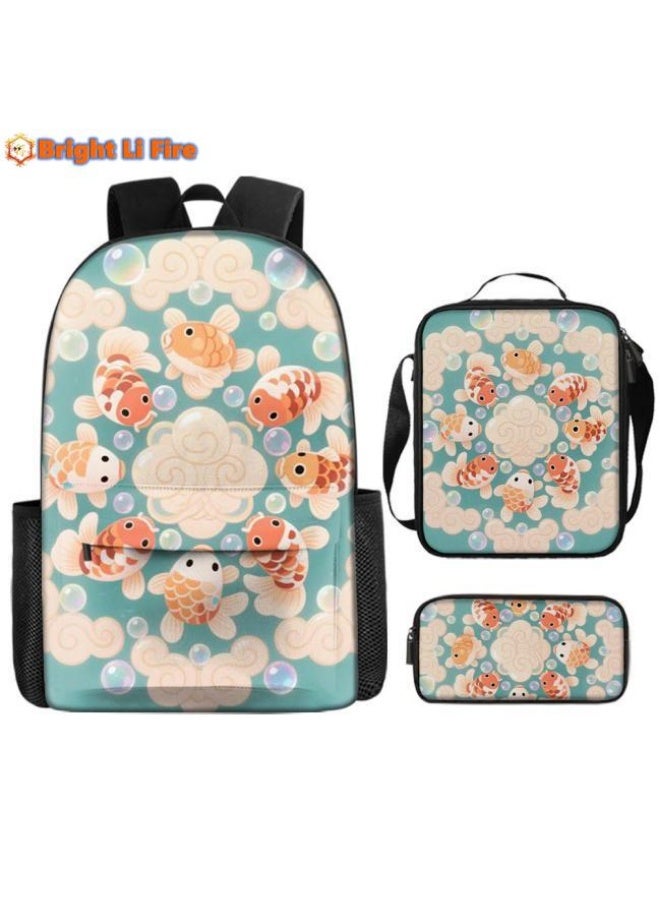 Bright Li Fire Bright Li Fire popular new cute cartoon print, three-piece practical bag combination (students, children, friends outings, mountain climbing, etc. can be used) - 64  - Image 1