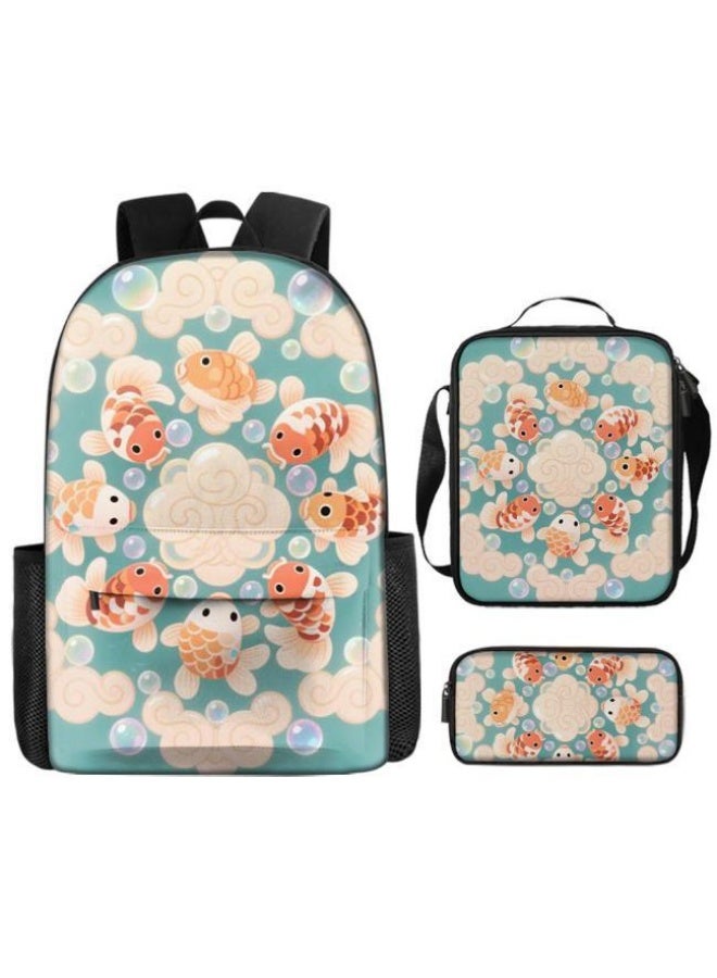 Bright Li Fire Bright Li Fire popular new cute cartoon print, three-piece practical bag combination (students, children, friends outings, mountain climbing, etc. can be used) - 64  - Image 2
