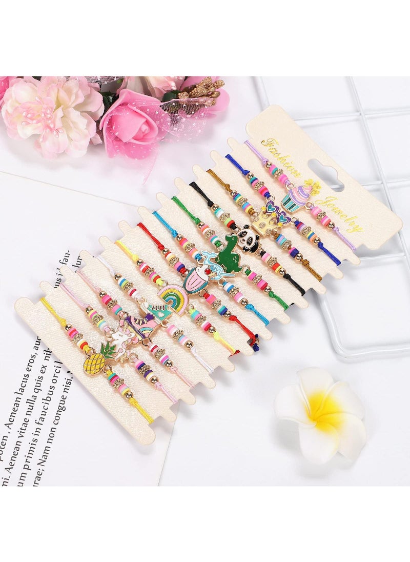 Sweet seven Adorable 12 Pcs Unicorn Friendship Bracelets - Multicolor Woven Pretend Play Bracelets for Kids Birthday Party Favors. Handmade & Adjustable, Perfect for Little Girls' Fun!  - Image 4