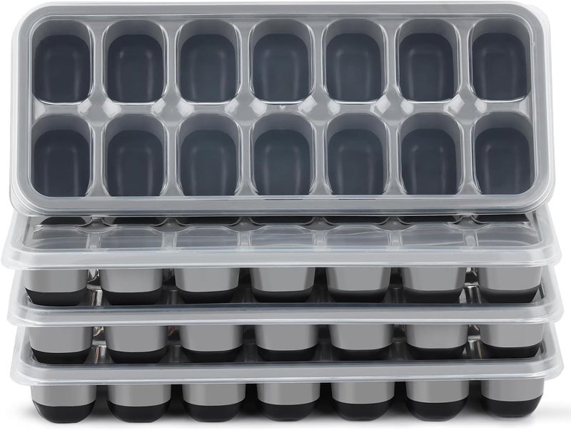 Jrisbo Ice Cube Tray 4 Pack - Easy-Release & Flexible Silicone Ice Cube Trays with Spill-Resistant Lids - Image 1